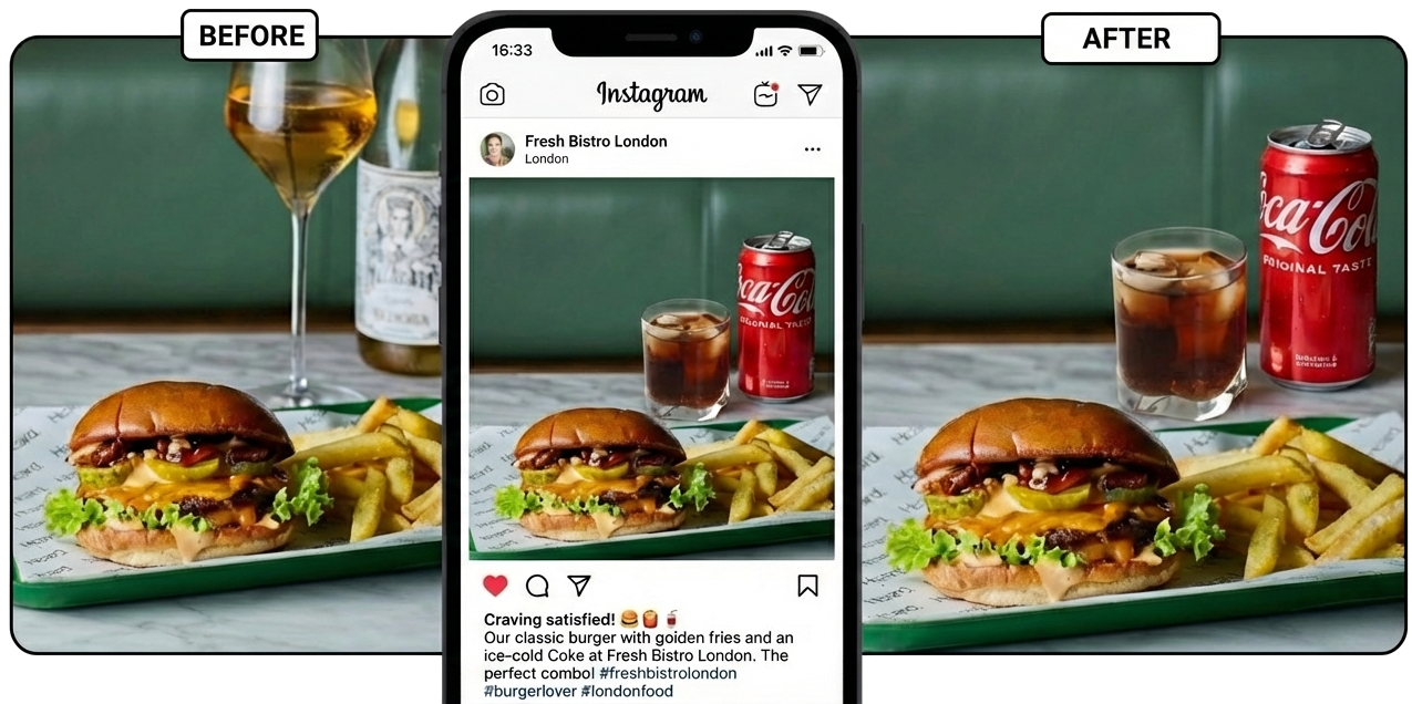 Before and After: AI transforms venue photos into branded content